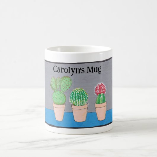 Mug Votre nom, trois cactus, mignonette (Centre)