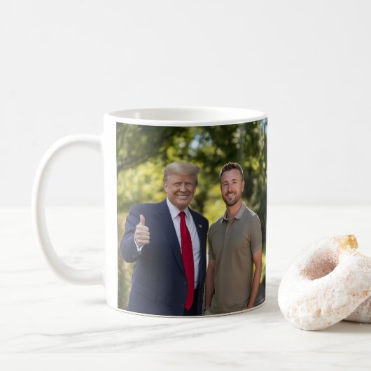 Mug Votre photo avec le président Donald Trump 2024 Dr (Avec donut)