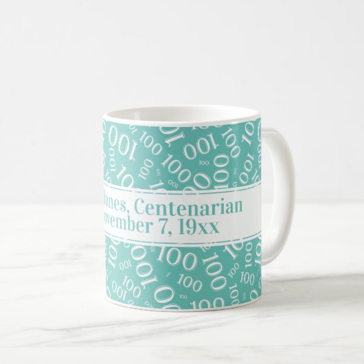 Mug Votre texte : 100e anniversaire Numéro Motif Turqu (Devant droit)
