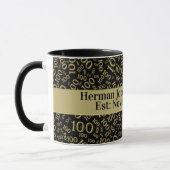 Mug Votre texte : 100e Motif numérique Noir/Or (Gauche)