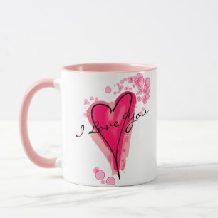 Mug VOTRE TEXTE Aquarelle rose Coeur