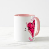 Mug VOTRE TEXTE Aquarelle rose Coeur (Devant droit)