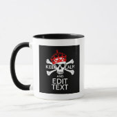 Mug Votre texte Gardez le calme Crossbones de couronne (Gauche)