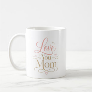 Mug Vous aime maman Typographie rose et or élégante