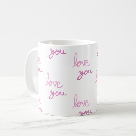 Mug Vous aimez motif d'écriture rose (Devant gauche)