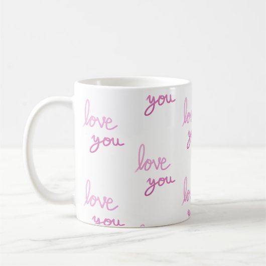 Mug Vous aimez motif d'écriture rose (Gauche)