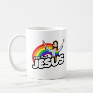 Mug Vous avez besoin de Jésus - Jésus arc-en-ciel