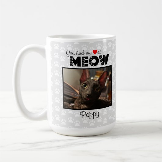 Mug Vous Avez Eu Mon Coeur Chez MEOW Personnalisé Nom (Gauche)