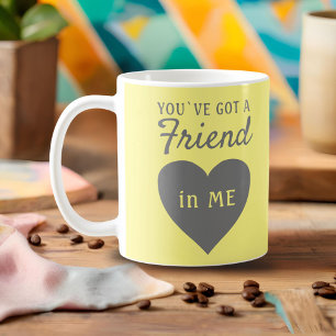 Mug Vous avez un Ami Cœur Jaune Gris Amitié