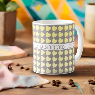 Mug Vous avez un ami jaune gris cœur Saint-Valentin