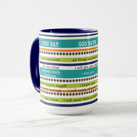 Mug VOUS DITES / DIEU DIT — Versets bibliques inspiran (Devant gauche)