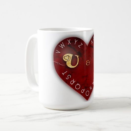 Mug Vous et moi - jeu d'alphabet sur un coeur rouge (Devant gauche)