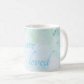 Mug "Vous êtes aimé" Aquarelle bleu (Devant droit)