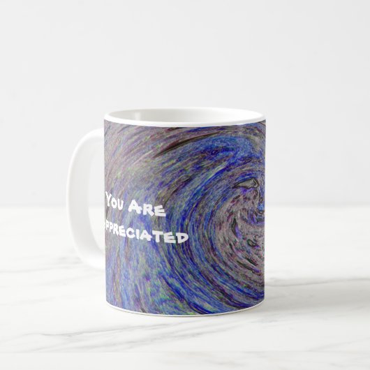 Mug Vous Êtes Apprécié Spiral Bleu Spiral Swirl Appréc (Devant gauche)