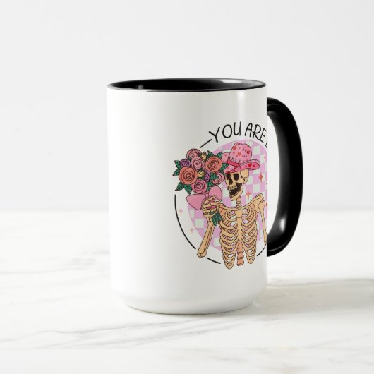Mug Vous êtes Assez Squelette Fleurs Valentine Retro (Devant droit)