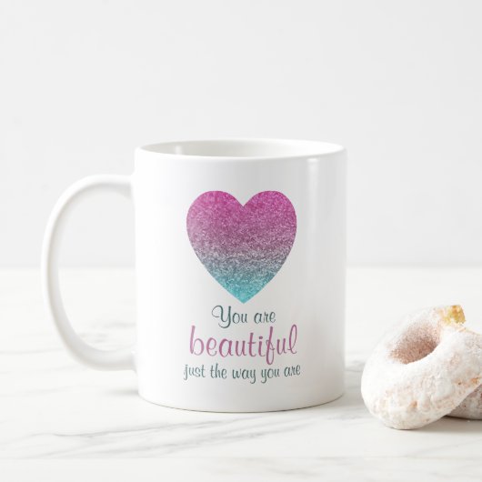 Mug Vous Êtes Belle Parties scintillant Coeur Cadeau (Avec donut)