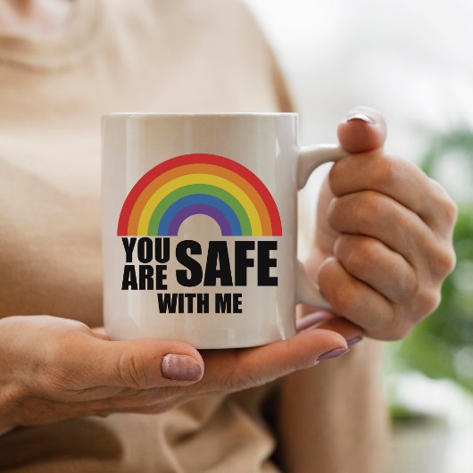 Mug Vous êtes en sécurité avec moi Fierté arc-en-ciel