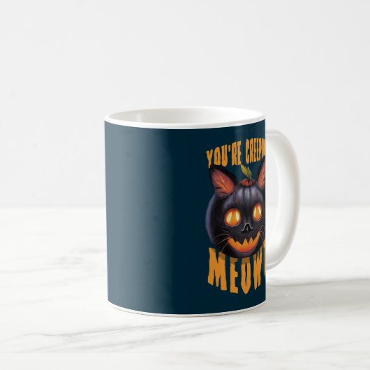 Mug Vous êtes en train de ramper Meowt | Chat noir Hal (Devant droit)