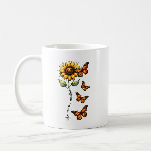 Mug Vous êtes My Sunshine Sunflower Personnalisé (Gauche)