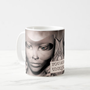 Mug Vous Êtes Unique. Femme en masque masqué