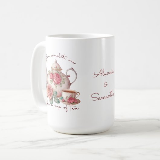 Mug Vous Me Complétez De Beaux Roses Peach (Devant gauche)