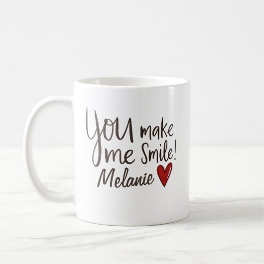 Mug Vous me faites sourire Nom Cœur Saint-Valentin (Gauche)