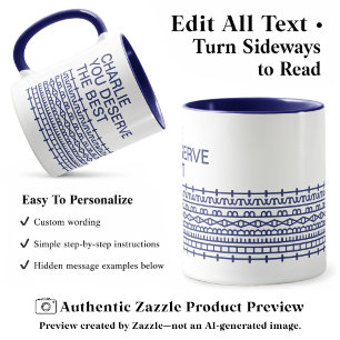 Mug Vous méritez le meilleur message secret, nom, bleu