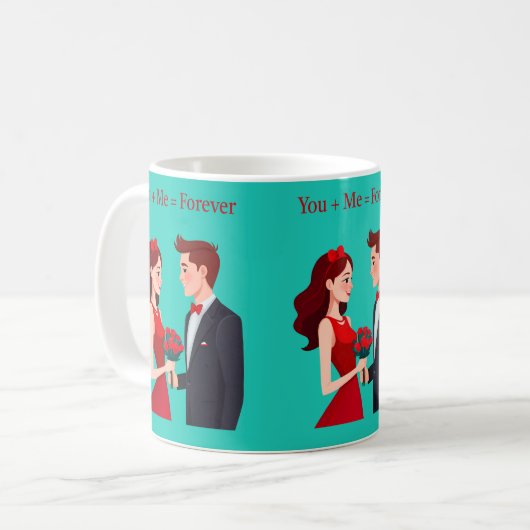 Mug Vous + Moi = Jamais Romantique Couple Muple (Devant gauche)