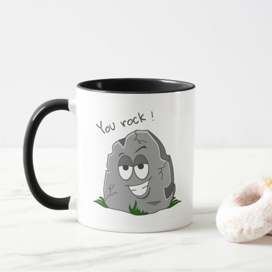 Mug Vous, Rock ! Drôle Gris Carton Pierre (Avec donut)