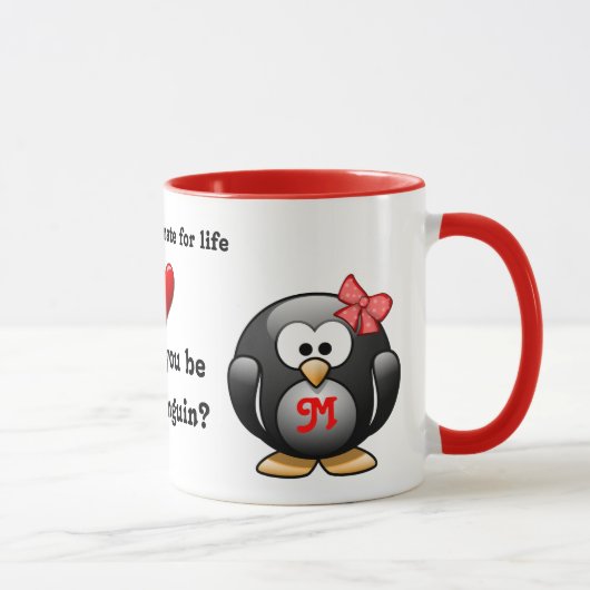 Mug Vous serez mon compagnon de pingouin pour l'amour (Droite)