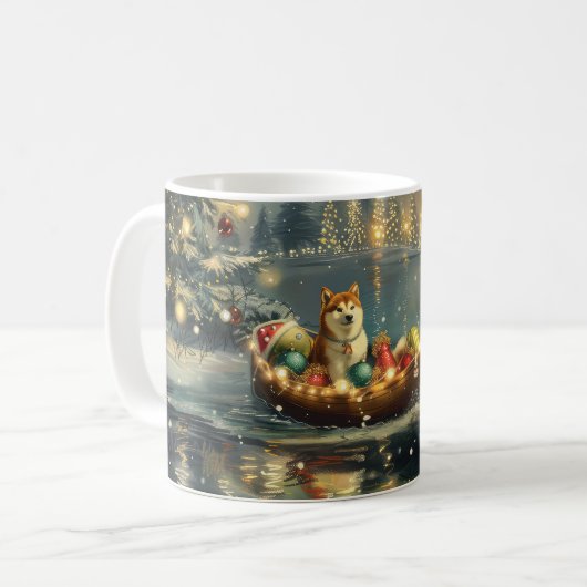 Mug Voyage de Noël Akita Festif (Devant gauche)