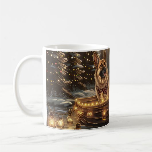 Mug Voyage de Noël du berger allemand (Gauche)