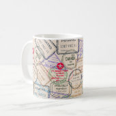 Mug Voyage de timbres de passeport (Devant gauche)