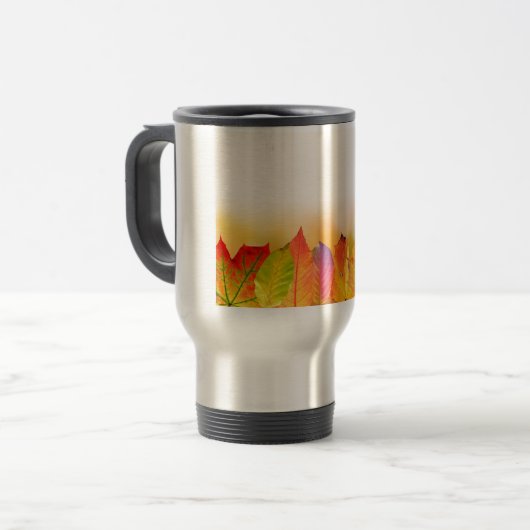 Mug voyage en acier inoxydable d'automne. (Devant gauche)