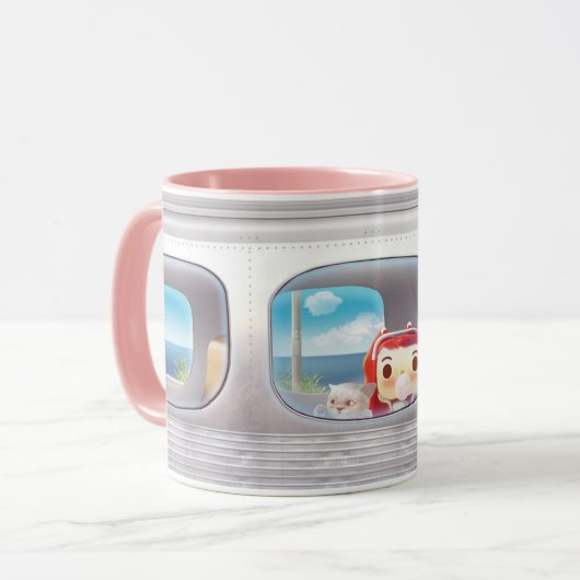 Mug Voyage en train avec chat (Devant gauche)