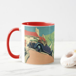 Mug Voyage en voiture décapotable vintage à la campagn