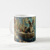 Mug Voyage festif de Noël de Boston Terrier (Devant gauche)