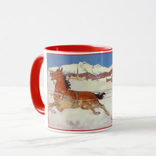 Mug Voyage Rétro, Hiver en Engadin Suisse (Devant gauche)