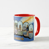 Mug Voyage Rétro, Salutations de Chicago Illinois (Devant droit)