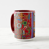 Mug Voyage tribal maya mexicain de Boho d'art d'Oaxaca (Devant gauche)