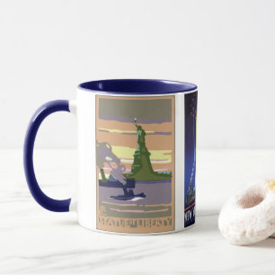 Mug Voyage Vintage, 3 monuments différents de NYC