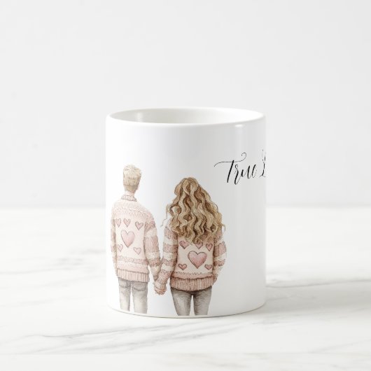 Mug Vrai Amour Couple Cœurs Roses (Centre)
