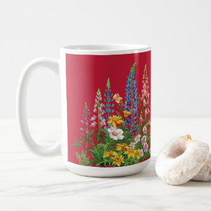 Mug Vrai rouge avec Motif Fleur sauvage bleu