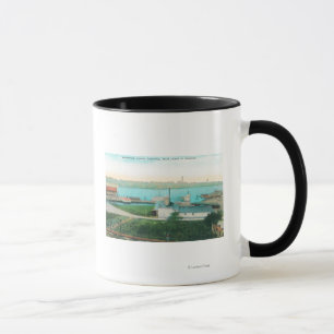 Mug Vue aérienne de bord de mer et de jument Islan de