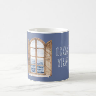 Mug Vue bleue sur l'océan par la fenêtre