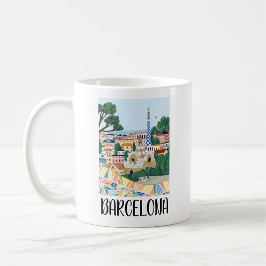 Mug Vue colorée de Barcelone Espagne (Gauche)
