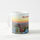 Mug Vue de Barcelone au coucher du soleil du parc (Devant gauche)