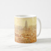 Mug Vue de Barcelone en grunge et style rétro. barce (Devant droit)