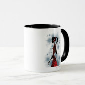 Mug Vue de côté de la musique de écoute de femme (Devant droit)