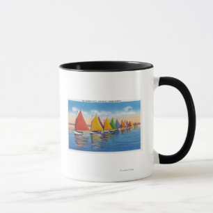 Mug Vue de la flotte de voilier d'arc-en-ciel